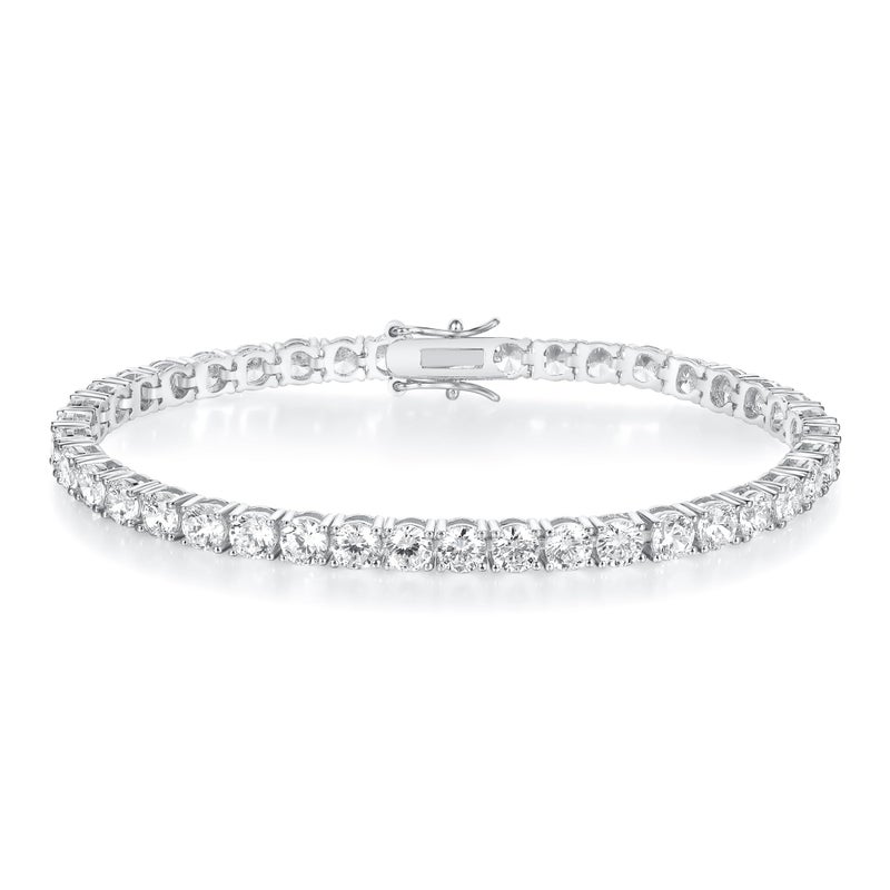 Gemsme 18K White Gold Plated 3.0mm Cubic Zirconia Classic Tennis Bracelet 7.5 Inch - Image 1